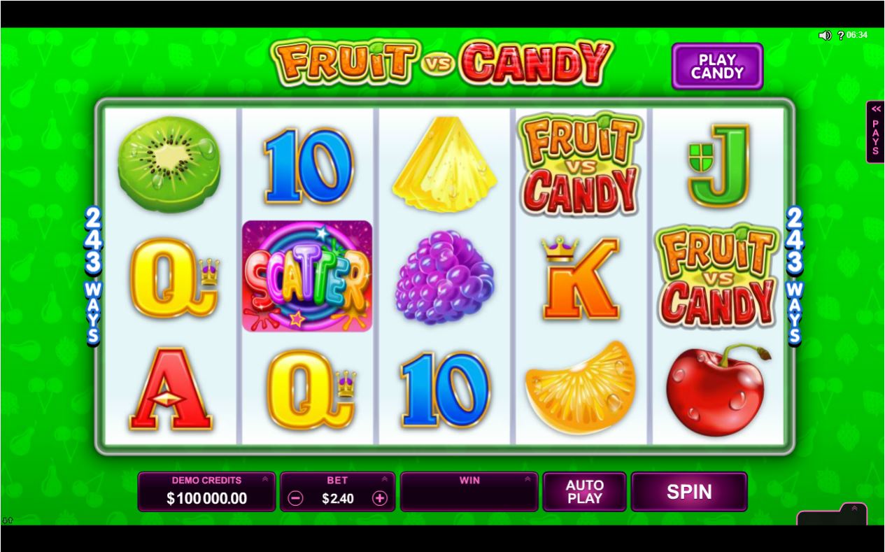 Microgaming Fruit vs Candy Slot reels
