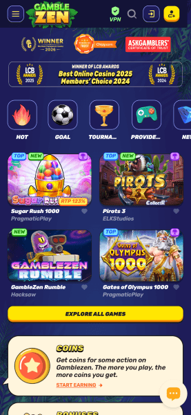 Gamblezen Casino Homepage