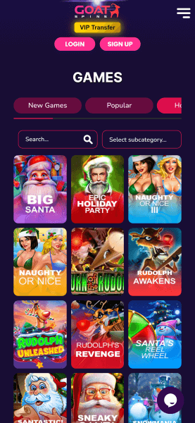 Page d'accueil du casino GoatSpins