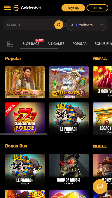 page daccueil du casino Goldenbet