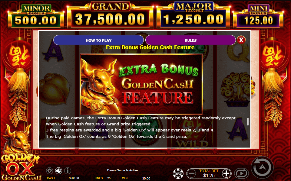 Golden Ox Golden Cash features