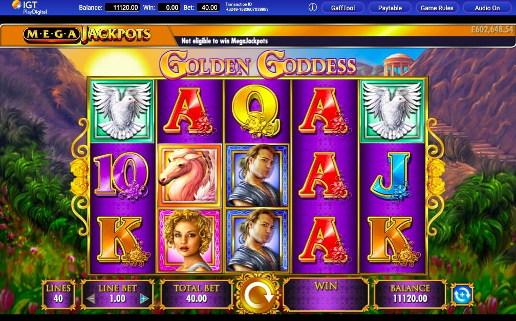 IGT MegaJackpots Golden Goddess Slot Reels