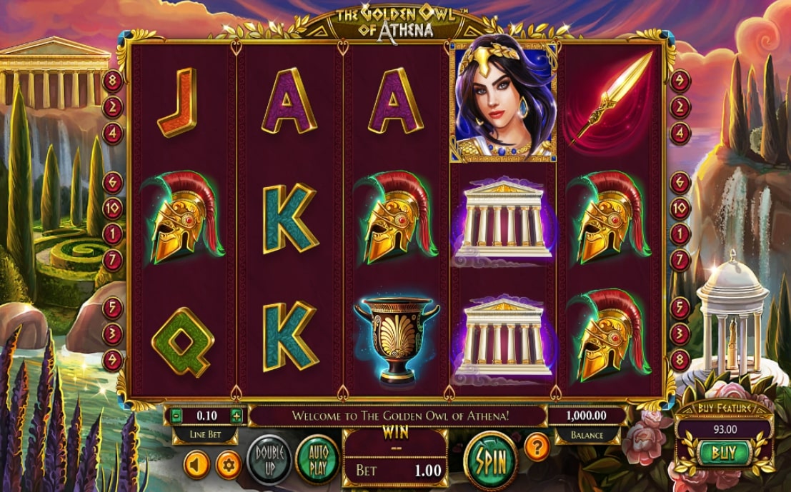 BetSoft The Golden Owl of Athena Slot Main Screen