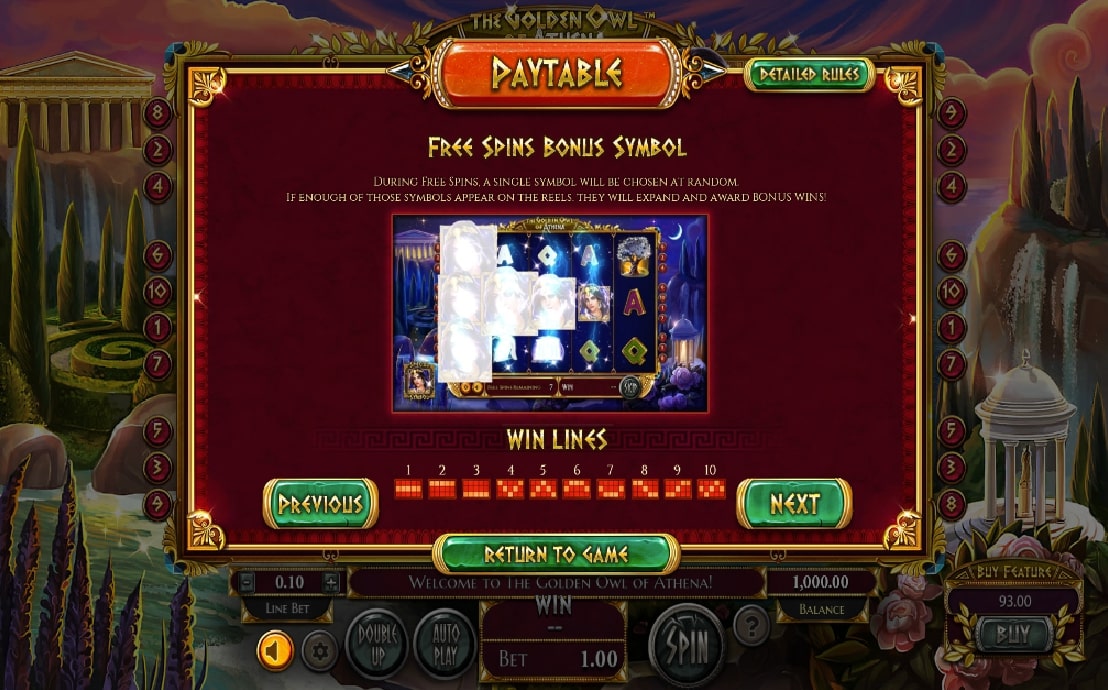 BetSoft The Golden Owl of Athena Slot Free Spins