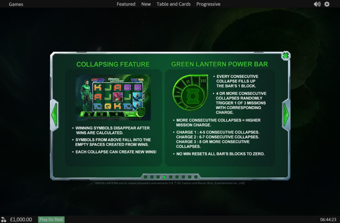 Playtech Green Lantern Slot special features