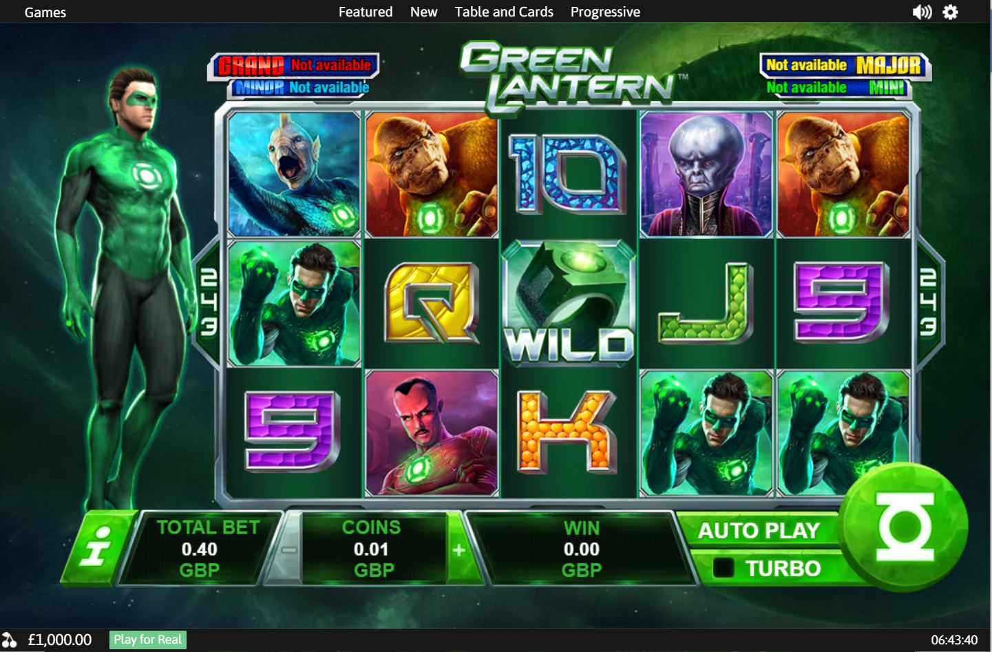 Playtech Green Lantern Slot reels