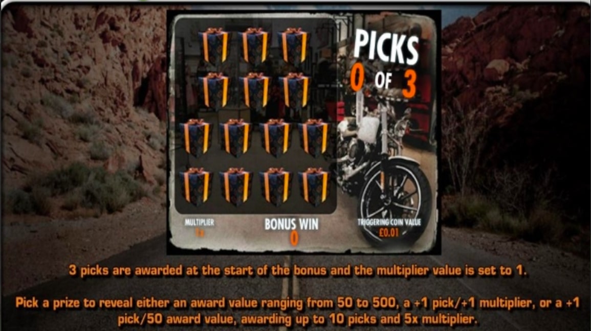 IGT Harley Davidson Slot Reels Bonus round