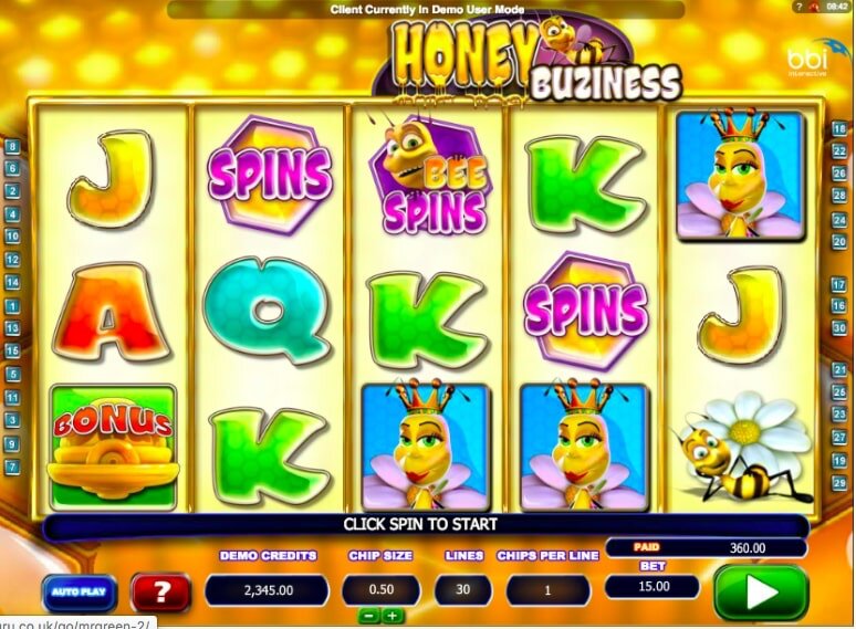 Microgaming Honey Buziness Slot Reels