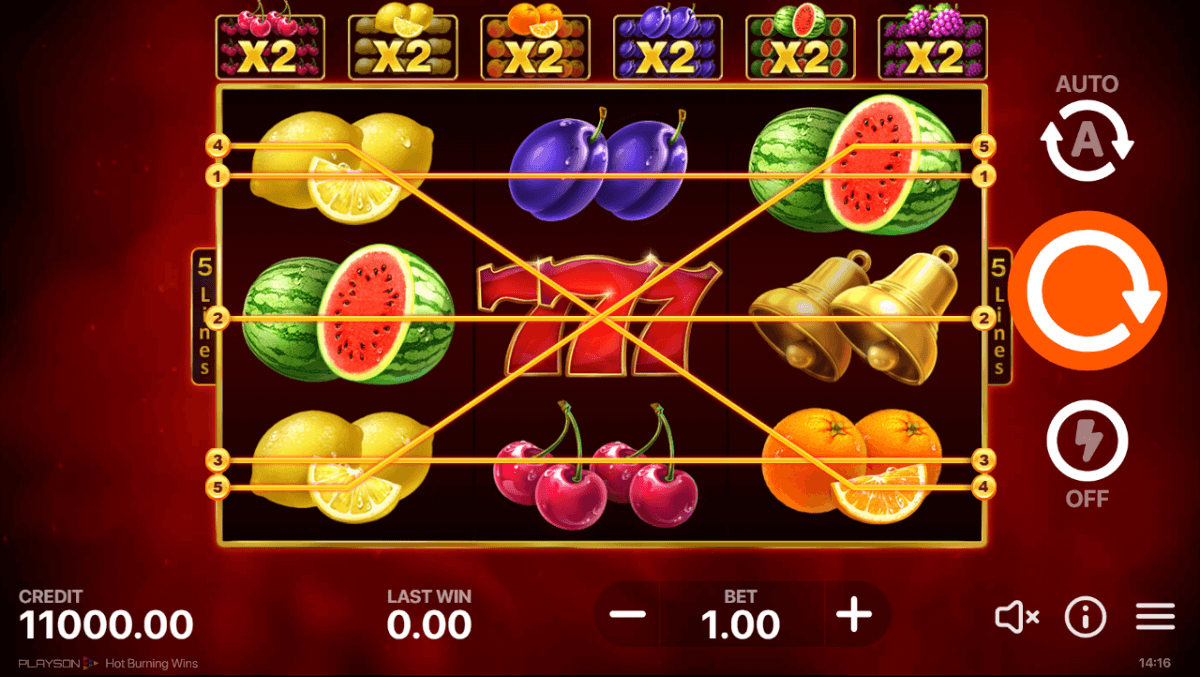 Hot Burning Wins Online Slot Game Reels