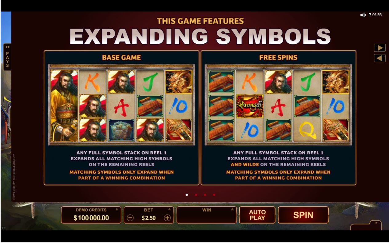 Microgaming Huangdi The Yellow Emperor Slot expanding symbols