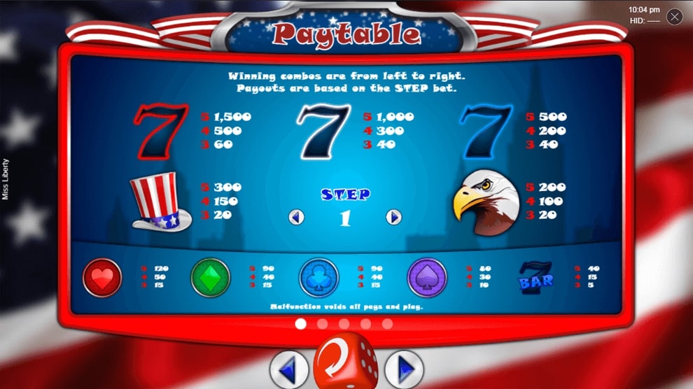 miss liberty paytable