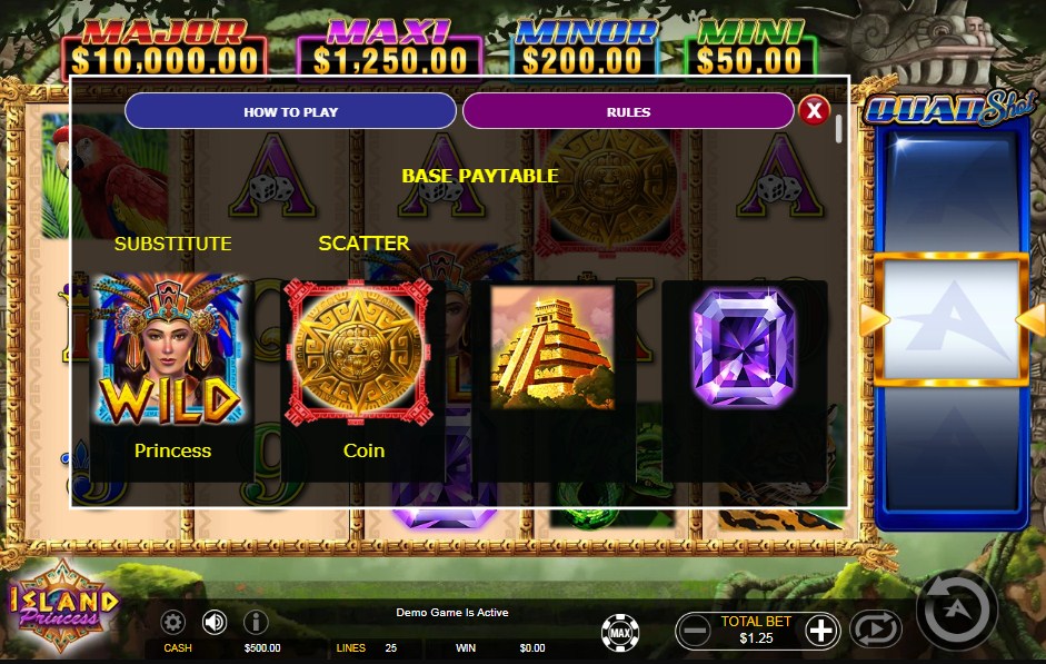 Island Princess paytable