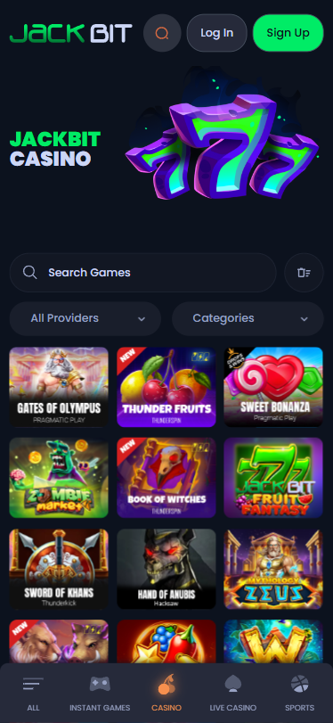 jackbit casino mobile app screenshot
