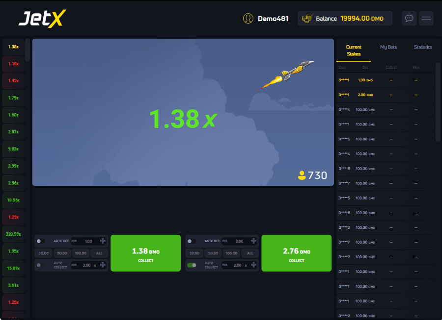 Capture d'écran du jeu Jet X Crash