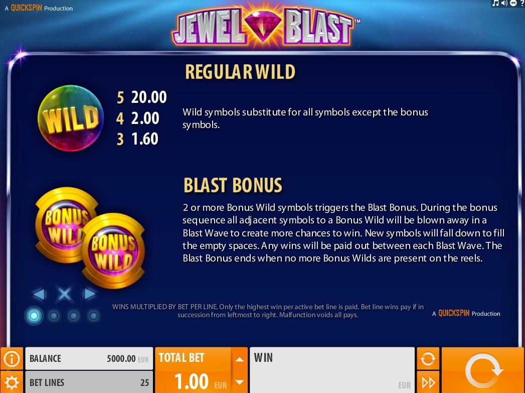 QuickSpin Jewel Blast slot game special features