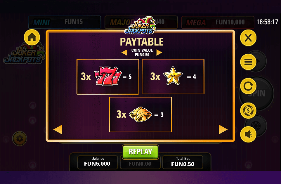joker jackpots paytable
