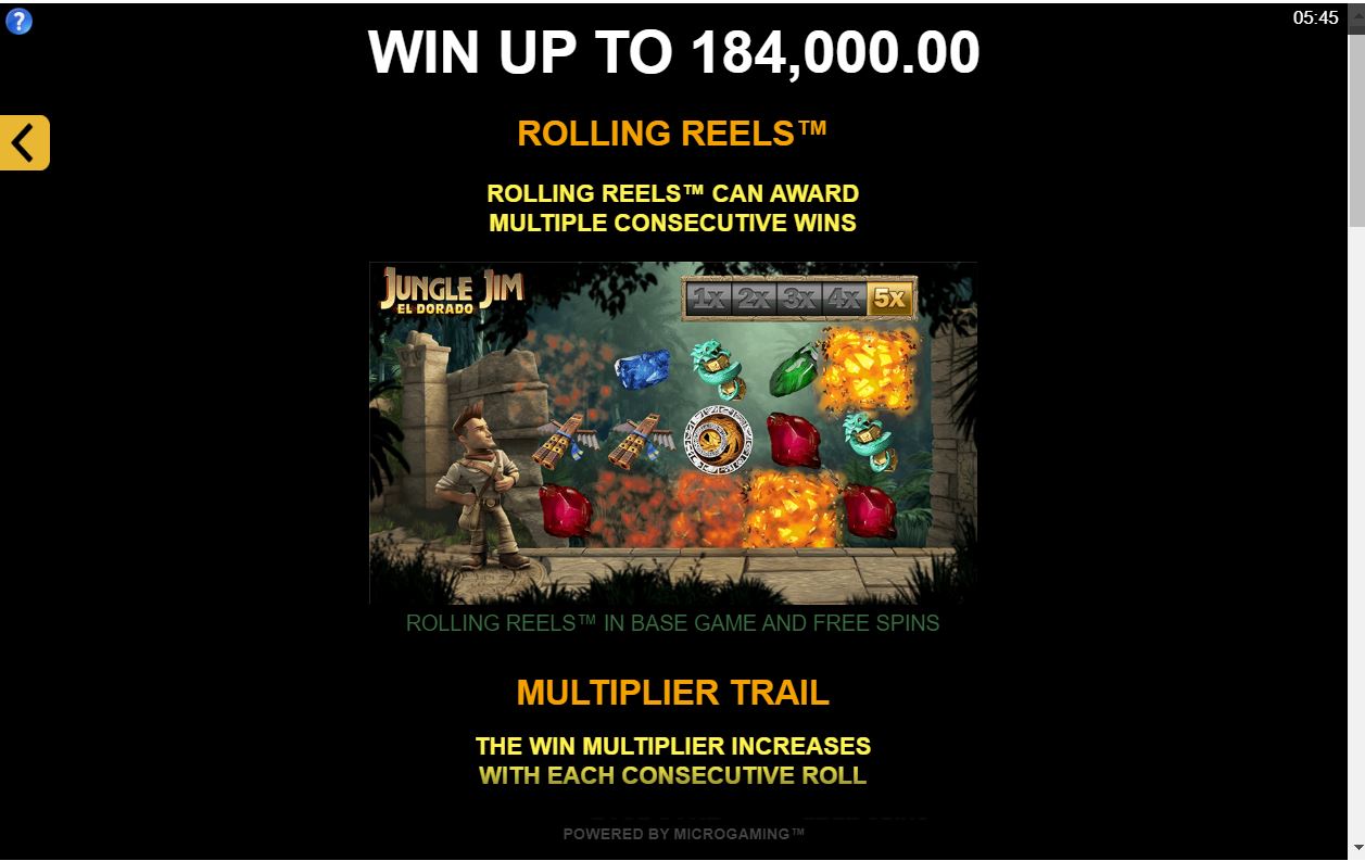 Microgaming Jungle Jim El Dorado Slot Bonus Features