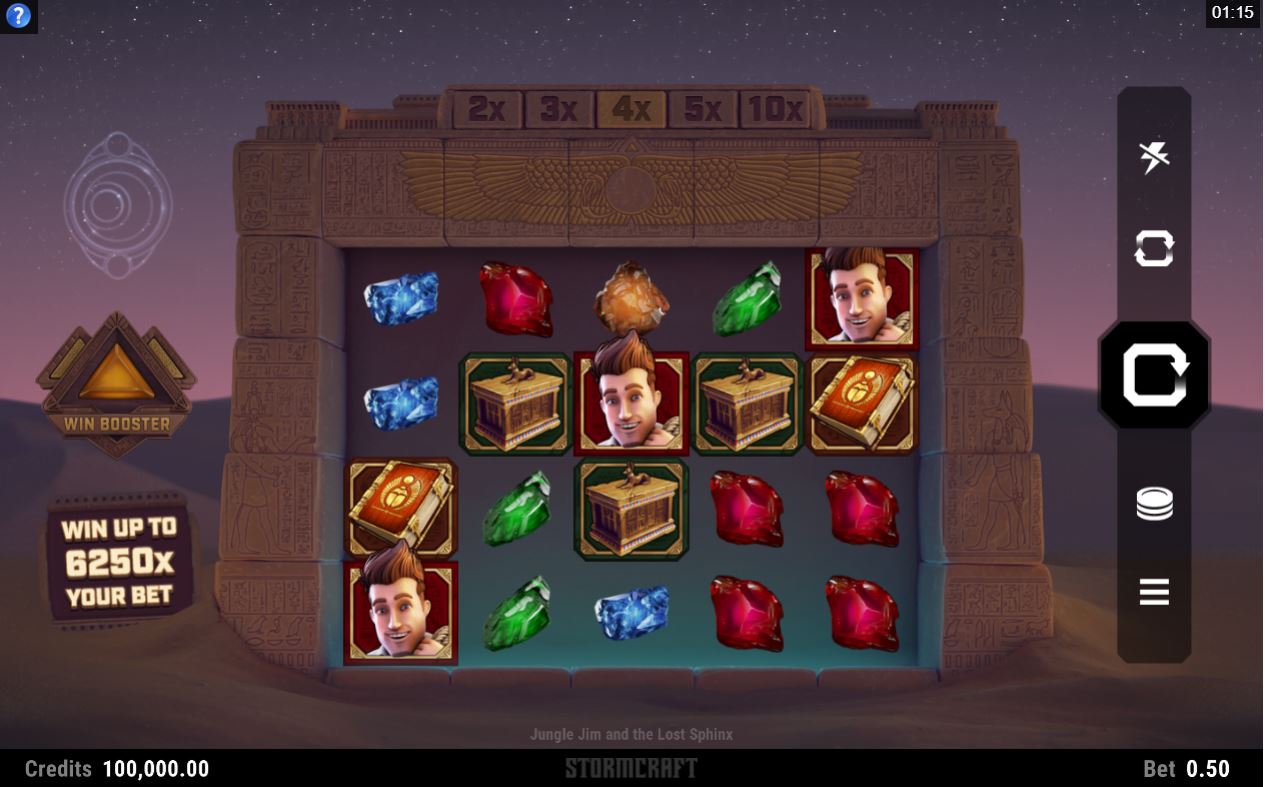 Microgaming Jungle Jim and the Lost Sphinx online casino slot preview gameplay main screen