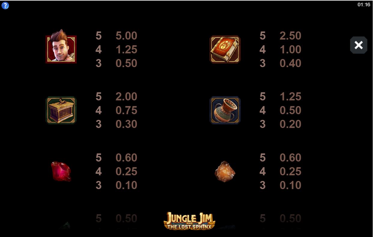 Microgaming Jungle Jim and the Lost Sphinx online casino slot preview gameplay main screen symbol scatter wild payout