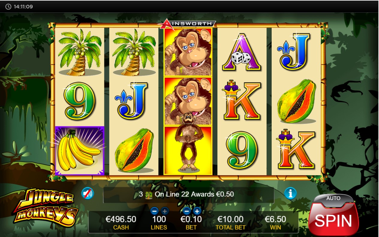 Ainsworth Jungle Monkeys online slot gameplay