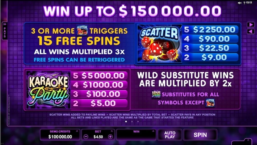 Microgaming Karaoke Party Slot Bonus Features