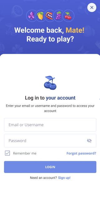 slotsmate log in pop-up