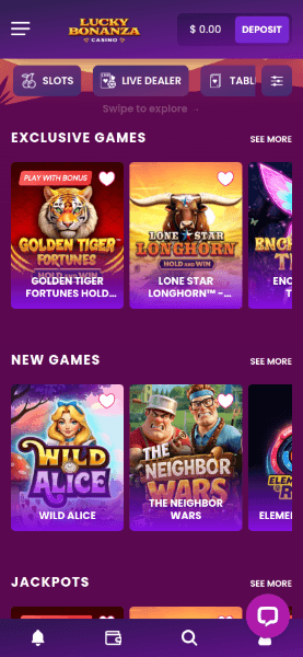 Главная страница казино Lucky Bonanza