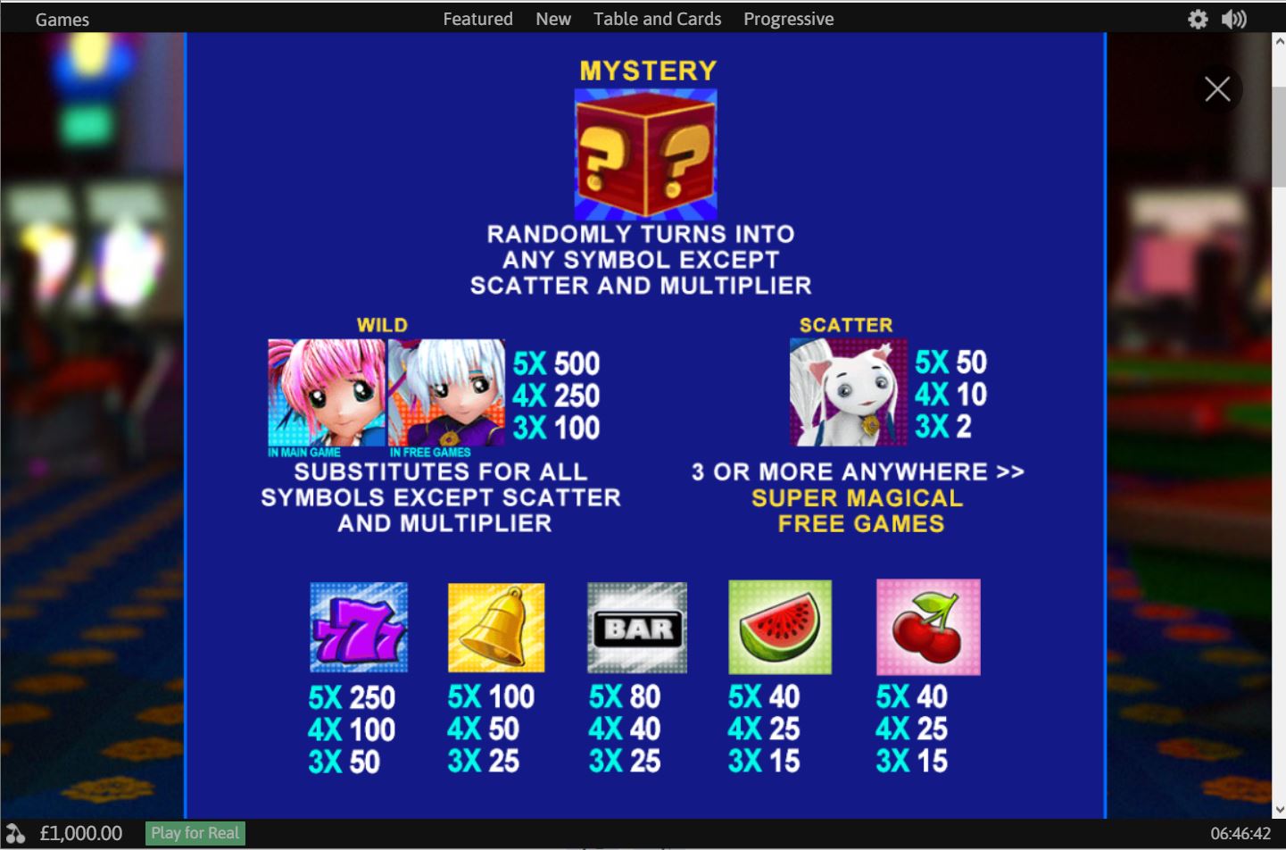 Playtech Magical Stacks Slot Paytable
