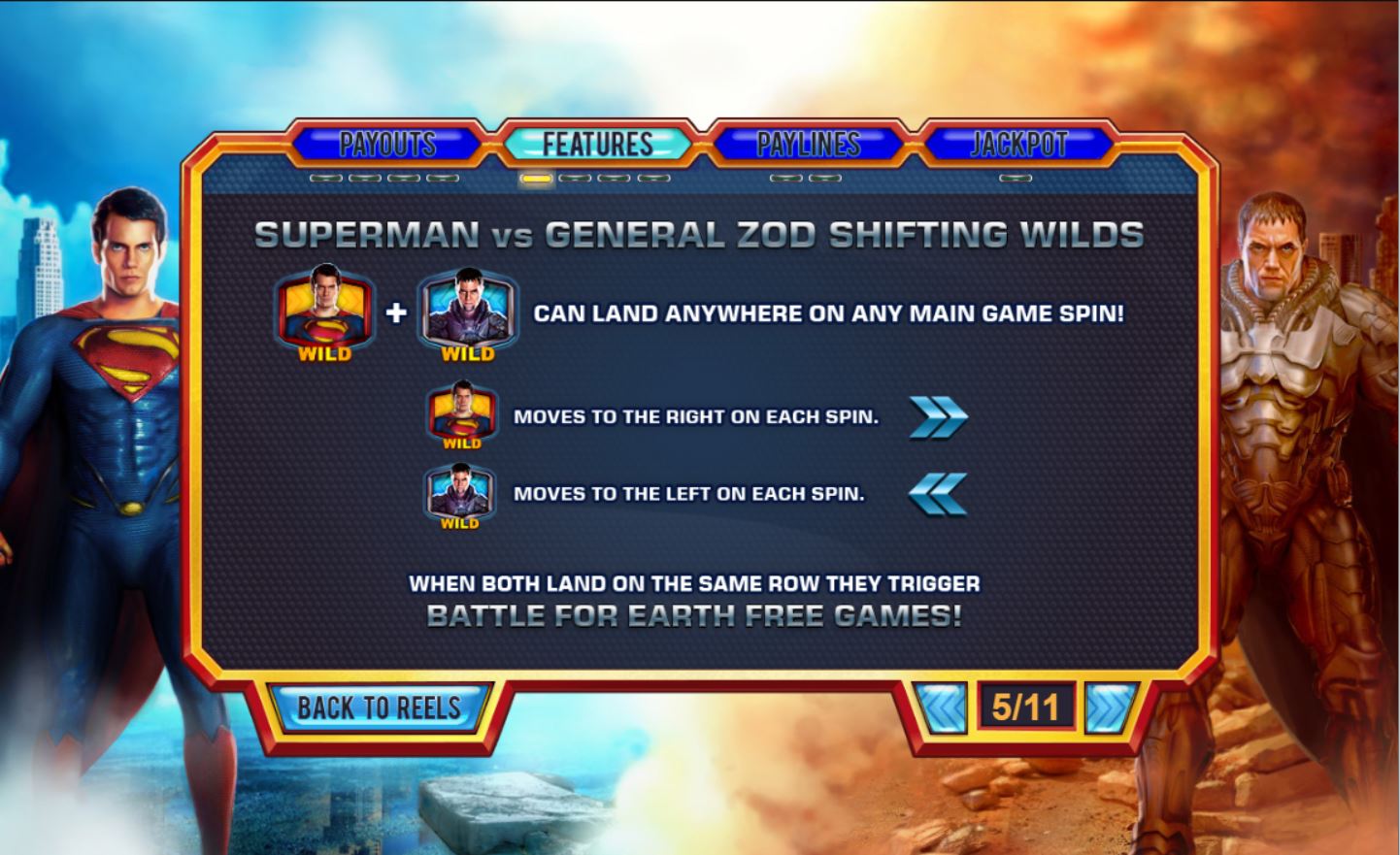 Playtech Man of Steel Slot Bonus Features