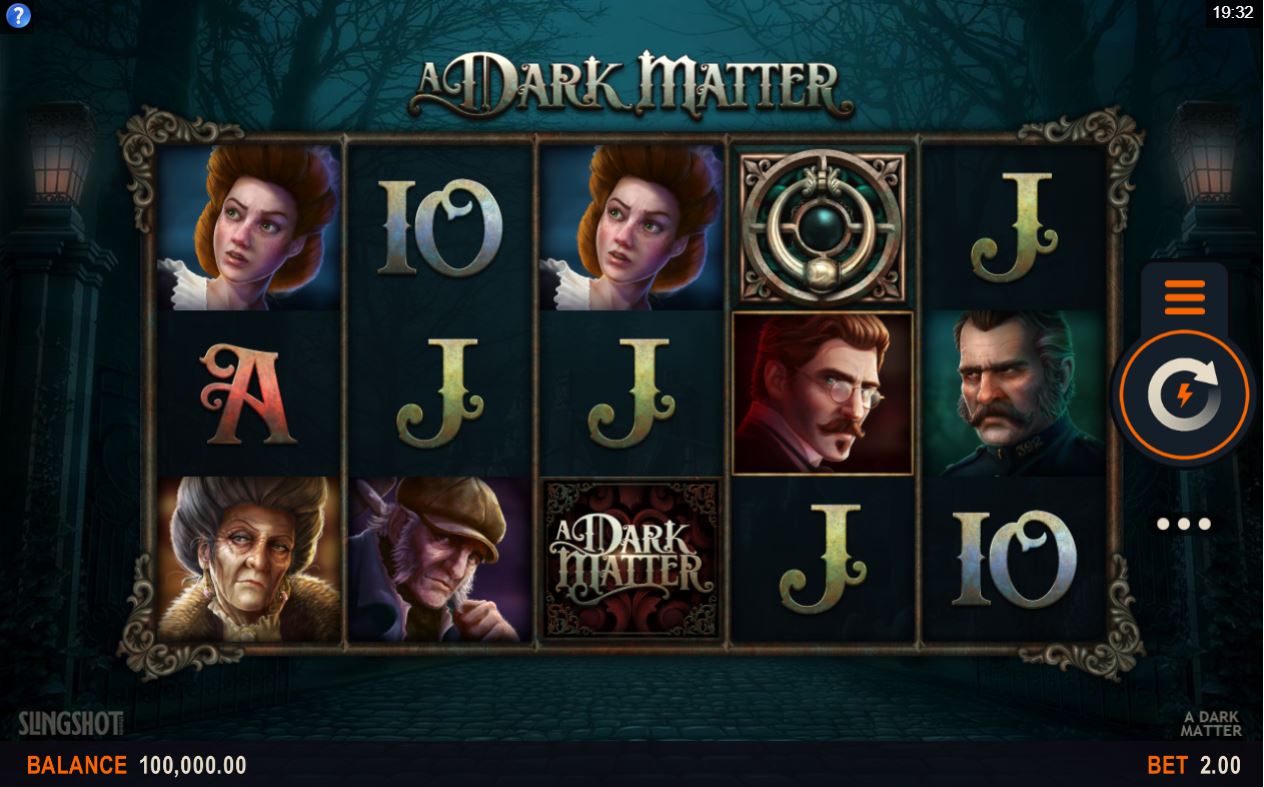 Microgaming A Dark Matter online casino slot reels gameplay main screen