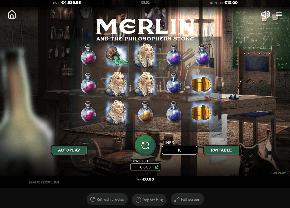 Merlin and the Philosopher’s Stone Online Slot Game Reels