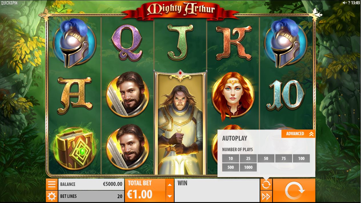 Quickspin Mighty Arthur slot game reels
