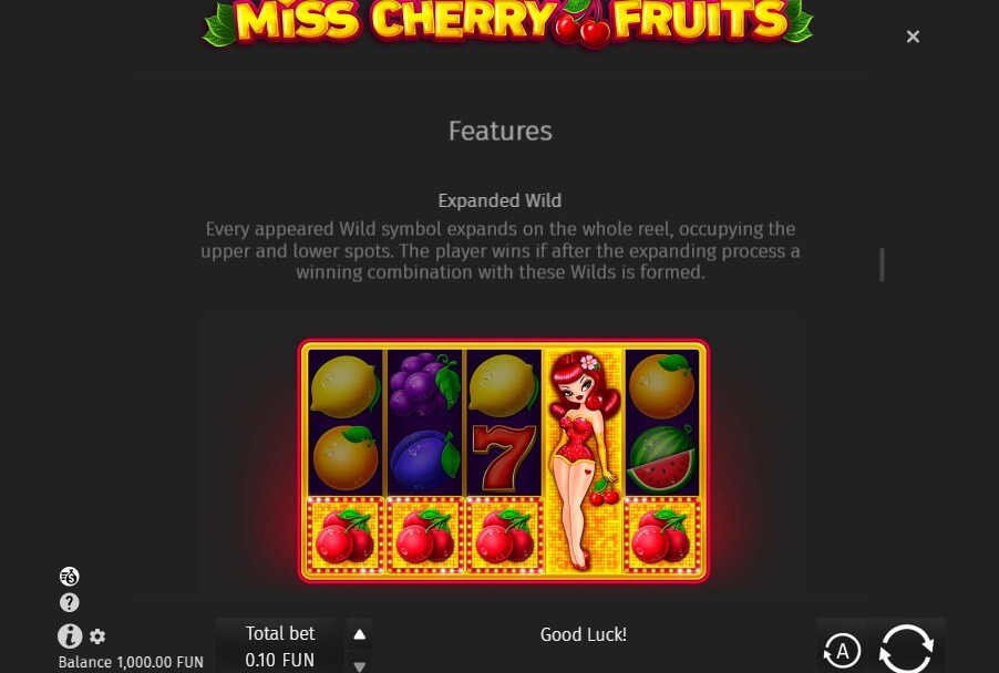 Miss Cherry Fruit Online Slot Game Features