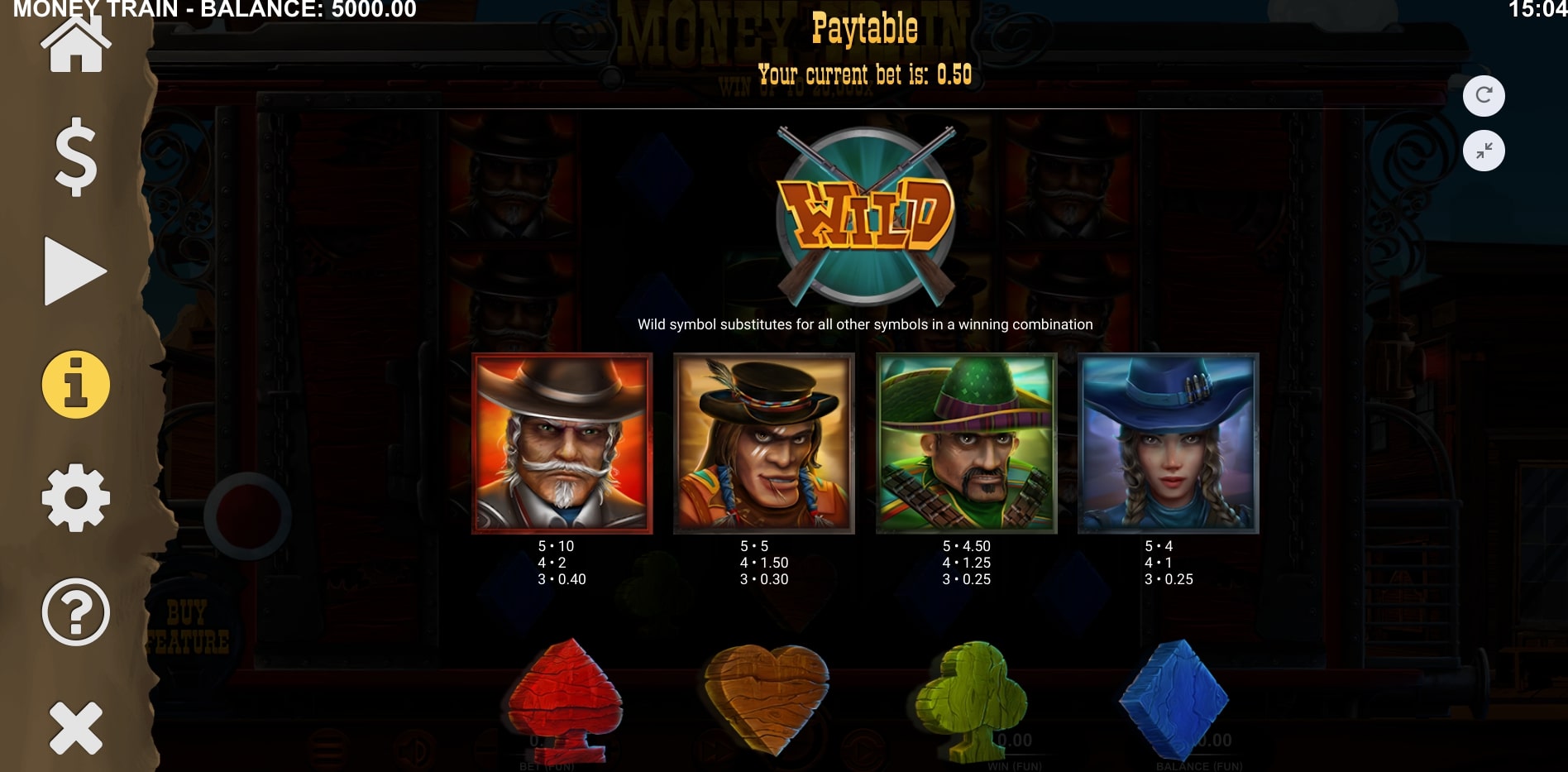 Relax Gaming Money Train online slot casino gameplay main screen symbols scatter