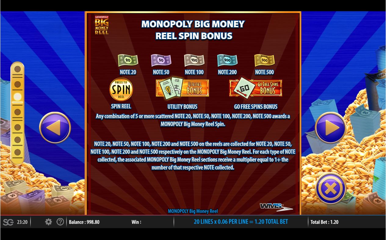 Monopoly Big Money Reel Spin Bonus