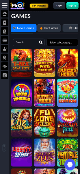 Page d'accueil du casino MrO