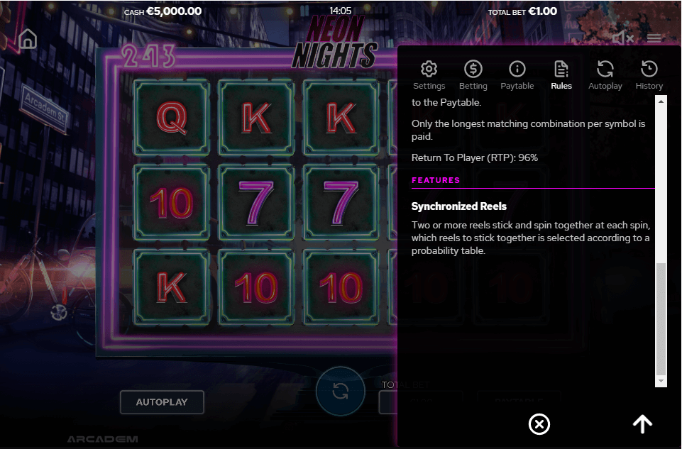 neon nights features