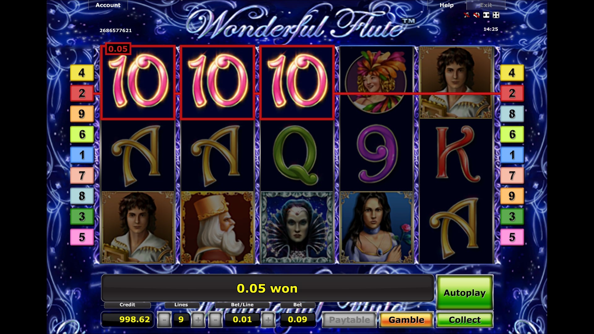 Novomatic Wonderful Flute Machines a sous