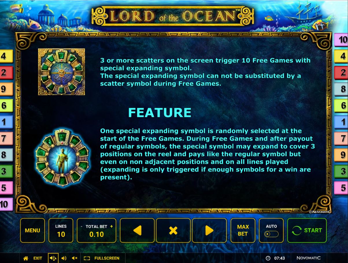 Novomatic Lord of the Ocean Slot Bonus Features