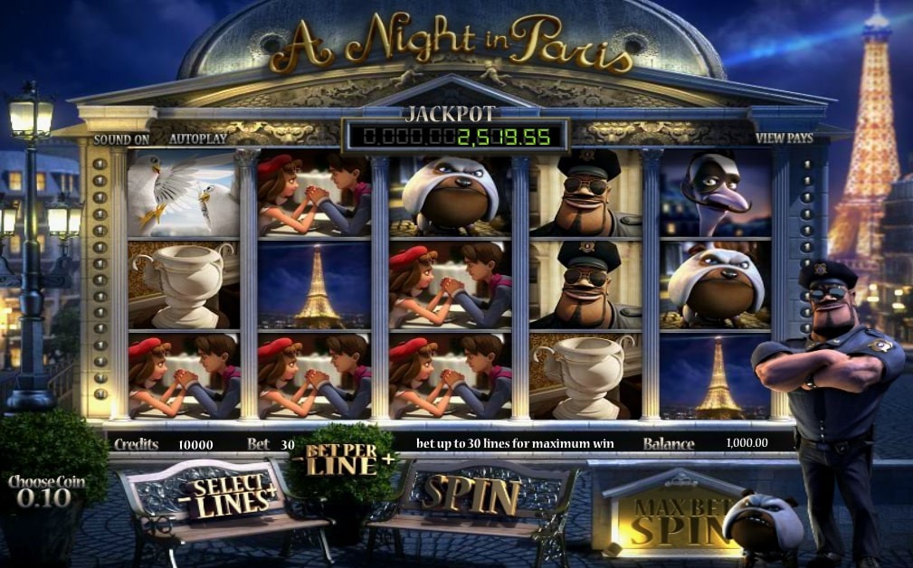 BetSoft A Night in Paris Slot Reels