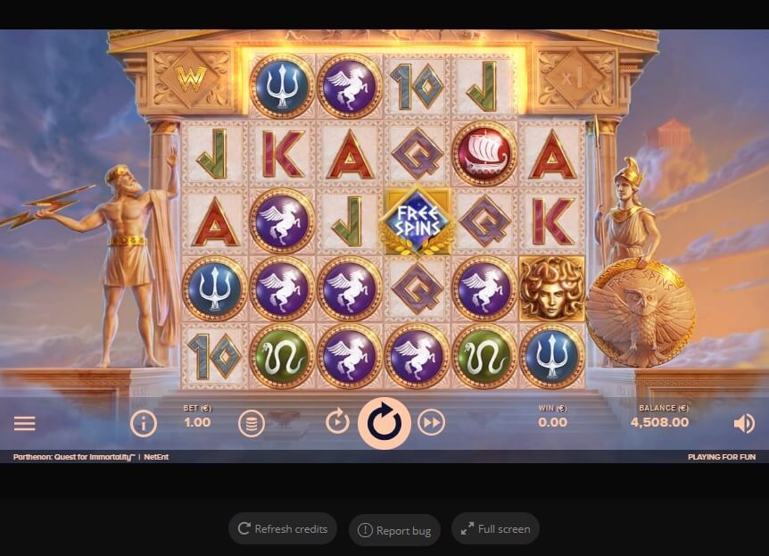 Parthenon Quest for Immortality Online Slot Game Reels