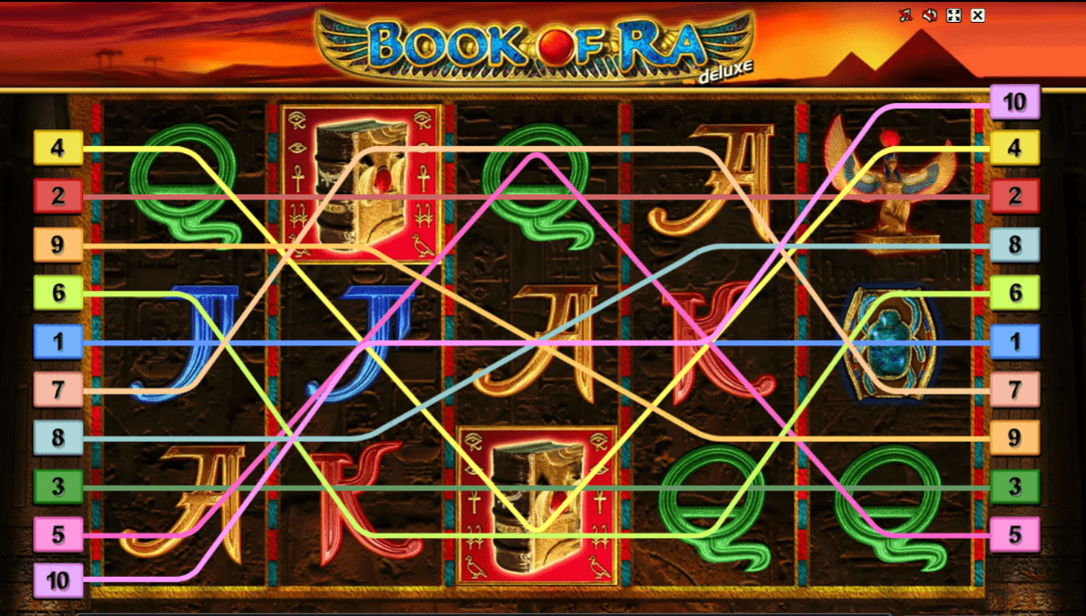 Example of slot paylines in Book of Ra