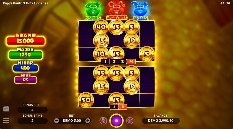 Piggy Bank 3 Pots Bonanza Bonus Game Screenshot