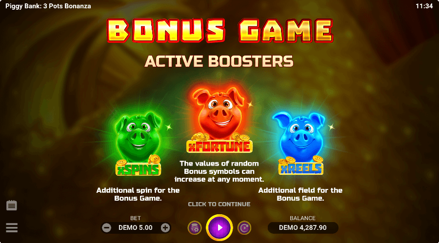 Piggy Bank 3 Pots Bonanza Boosters Screenshot