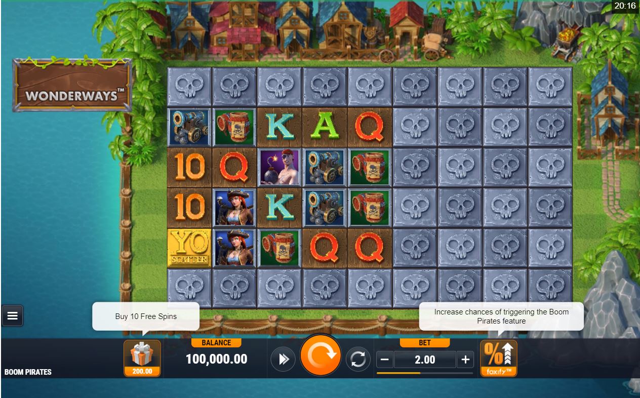 MicroGaming Boom Pirates online casino slot gameplay main screen