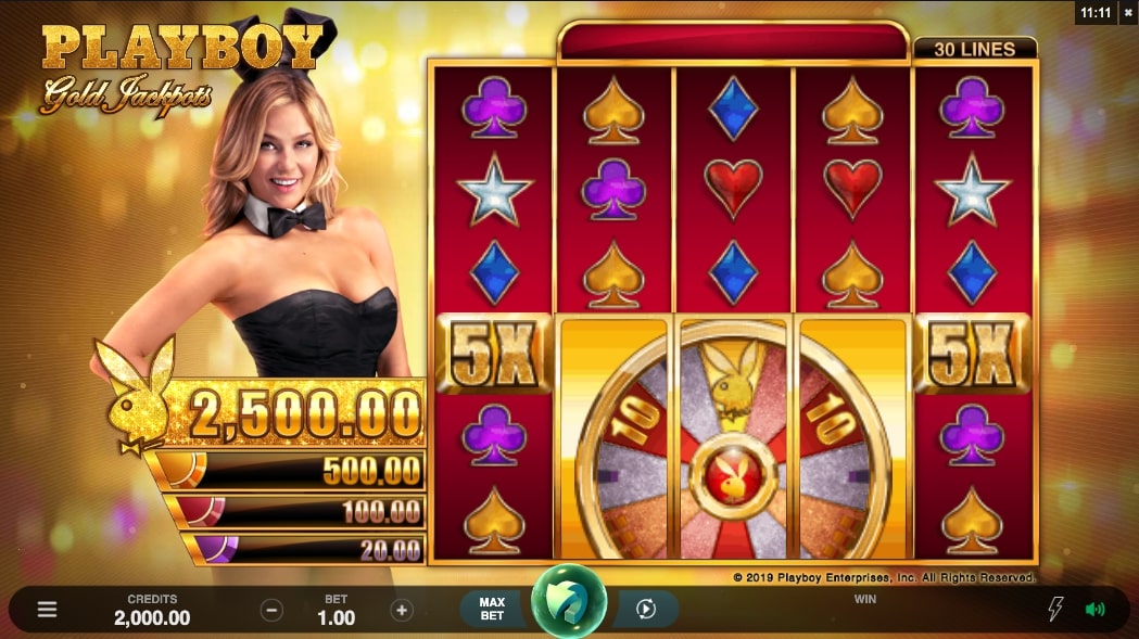Microgaming Playboy Gold Jackpots slot game reels