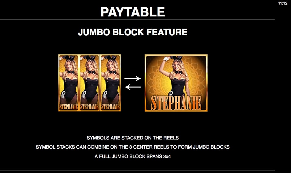 Microgaming Playboy Gold Jackpots slot game jumbo block feature
