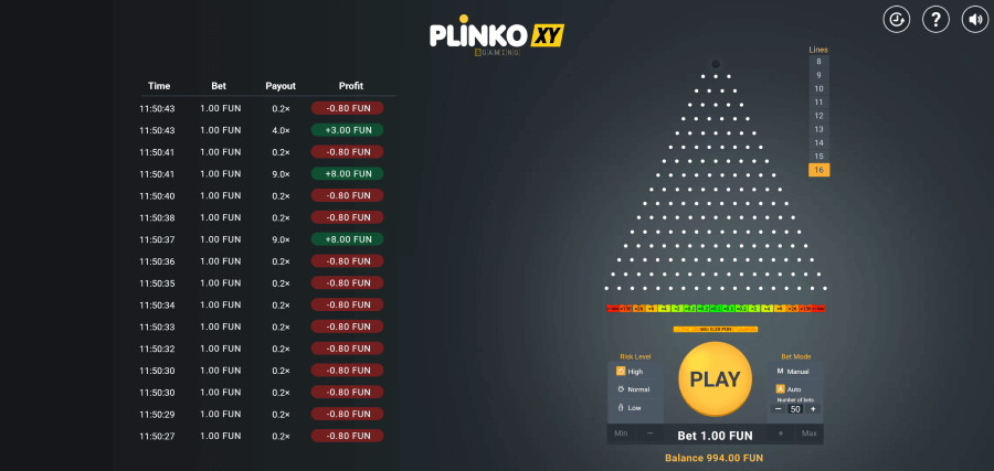 Capture d'écran du jeu Plinko XY par BGaming