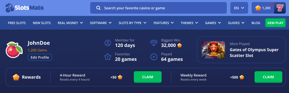 user profile page header with info and claim
