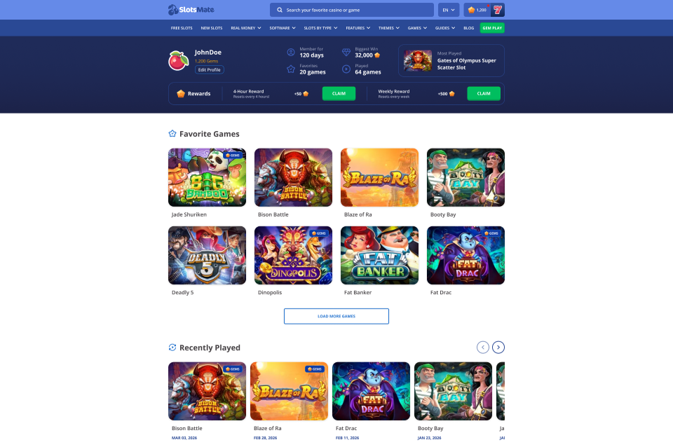 user profile page screenshot